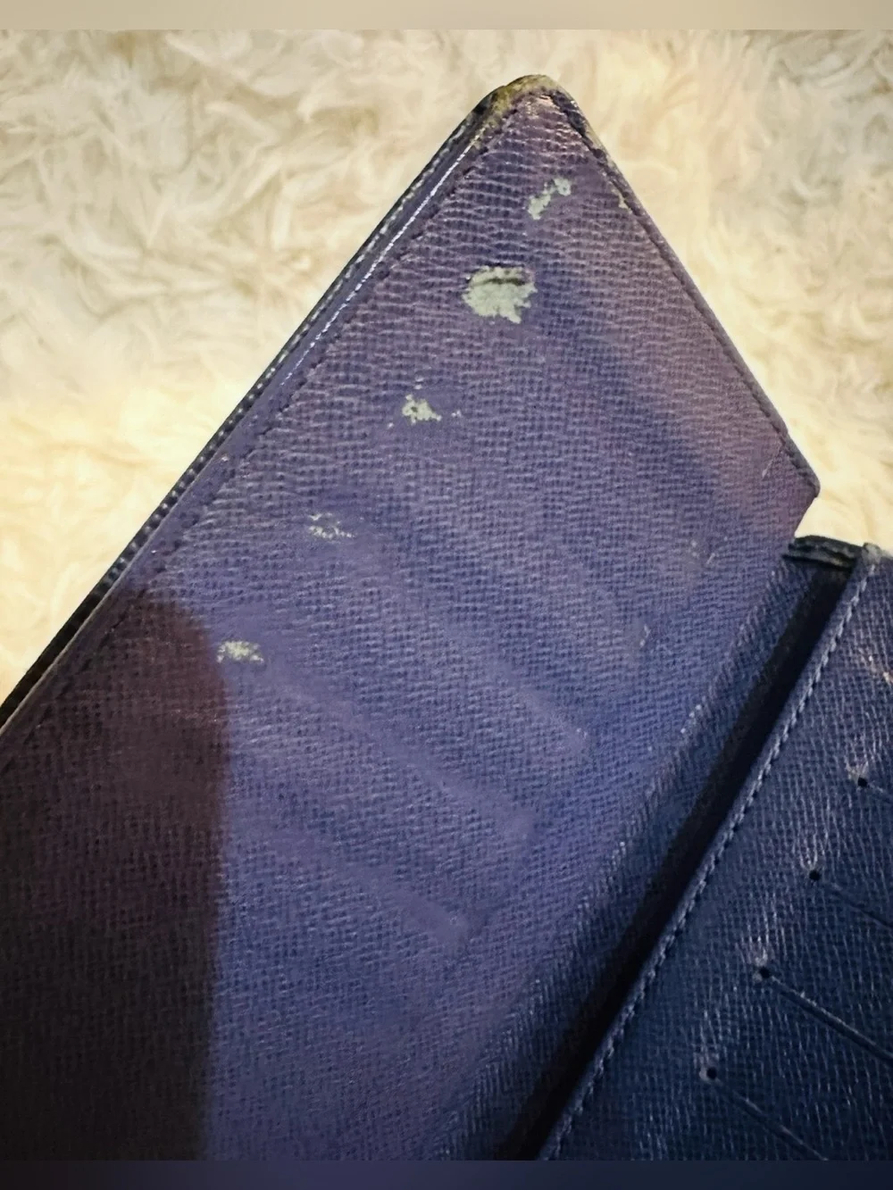 Louis Vuitton Blue Epi Leather Long Wallet with Embossed LV